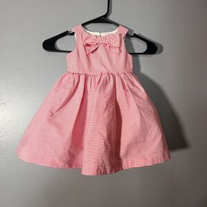 Janie And Jack Dress 12-18 Months Red White Stripe Bow Party Holiday